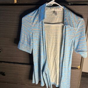 Blue Chain Pattern wrap top